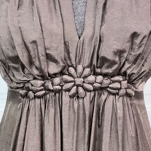 Cocktail Dress by Esley Silky Flowy Gathered Party Wedding Cocktail Pewter Sz S - Picture 7 of 10